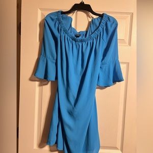 Off shoulder blue A Line dress